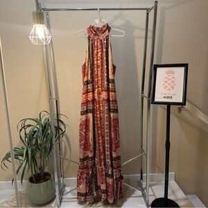 Melloday size Large bohemian sleeveless maxi dress with pockets.